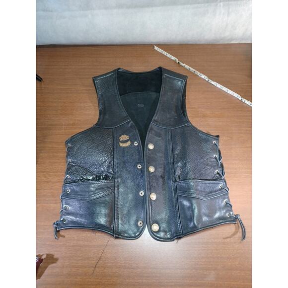 Vintage Harley-Davidson Natal Leather Motorcycle Apparel Vest Size Large Long - Picture 9 of 15